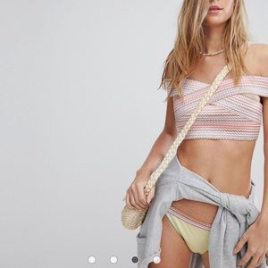 ASOS Hobie Bandage Off the Shoulder Multi color Crop Bikini Top